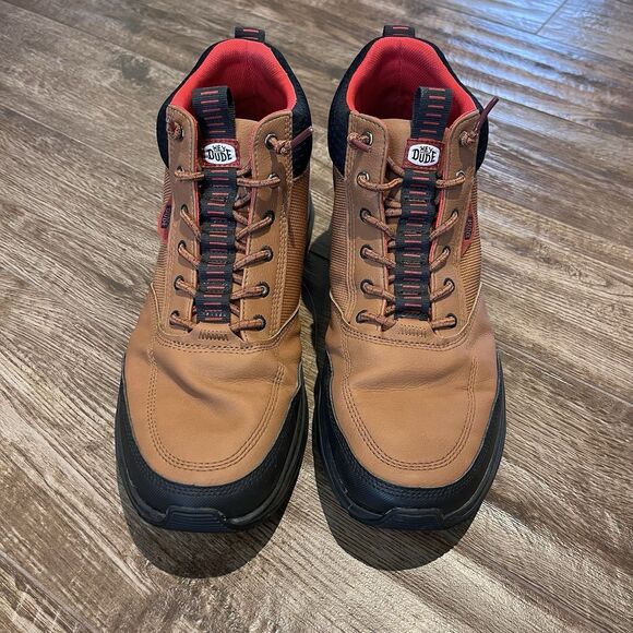Hey Dude Tahoe Nylon Sneaker Boots Men’s 12 Tan Burgundy Hiking Shoes High Top main image 12